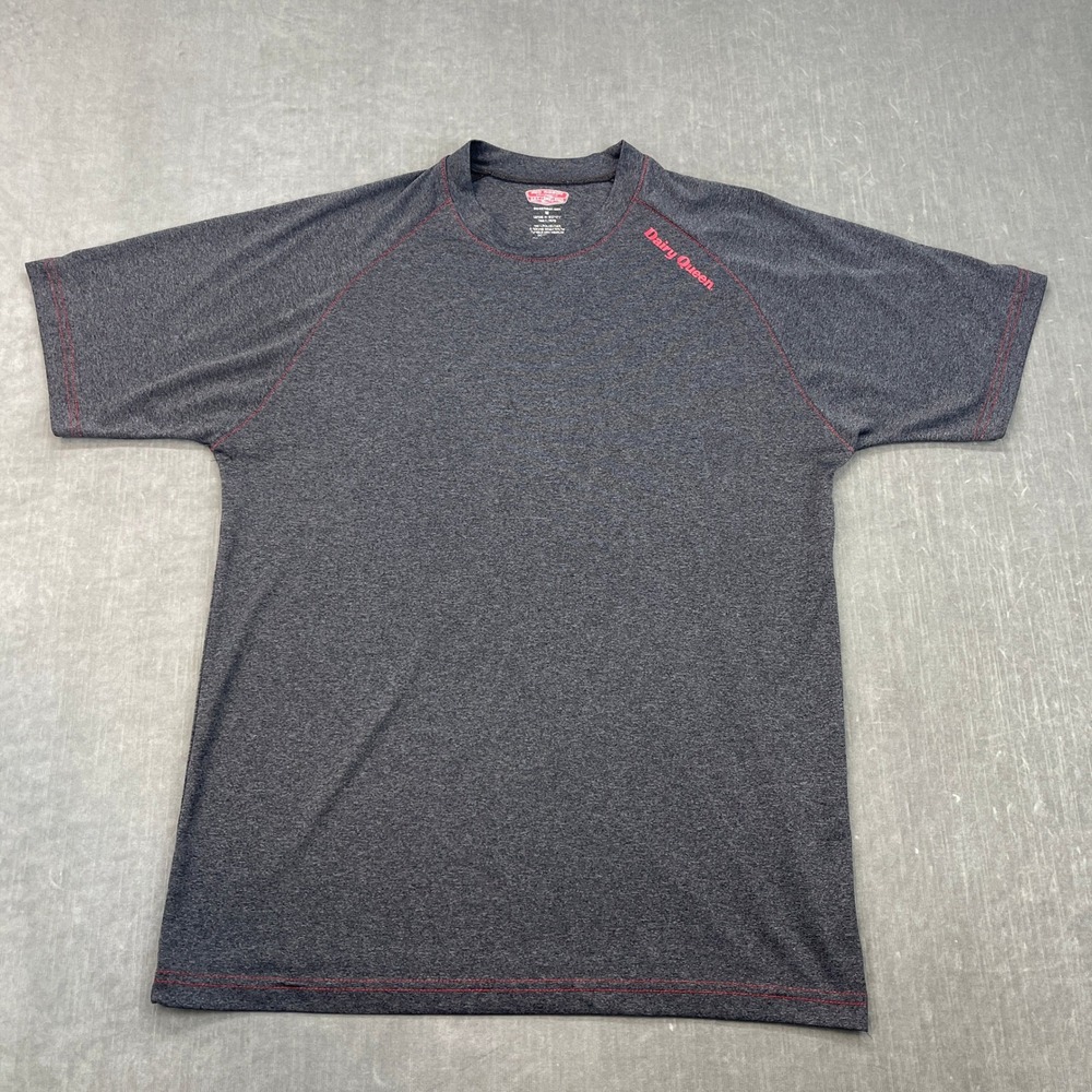 Dairy Queen Red Ribbon Men Medium Gray TShirt I Flip For Fans Graphic Raglan Tee